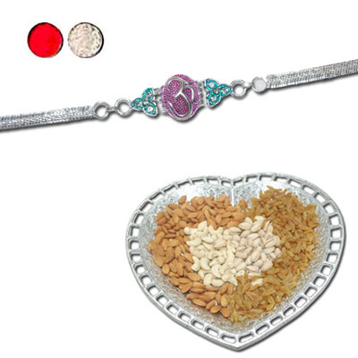 "Rakhi - SIL-6010 A (Single Rakhi), Dryfruit Thali - code RD800 - Click here to View more details about this Product